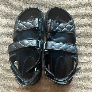 Tony Bianco Hiranni Quilted Black Sheep Nappa Sandals